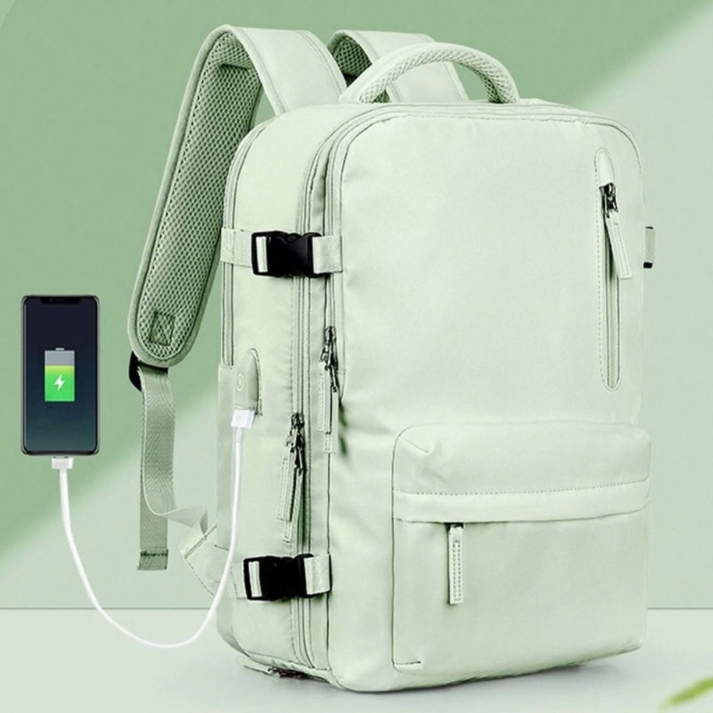 Travel Backpack With Multiple Compartments And USB Charging Port