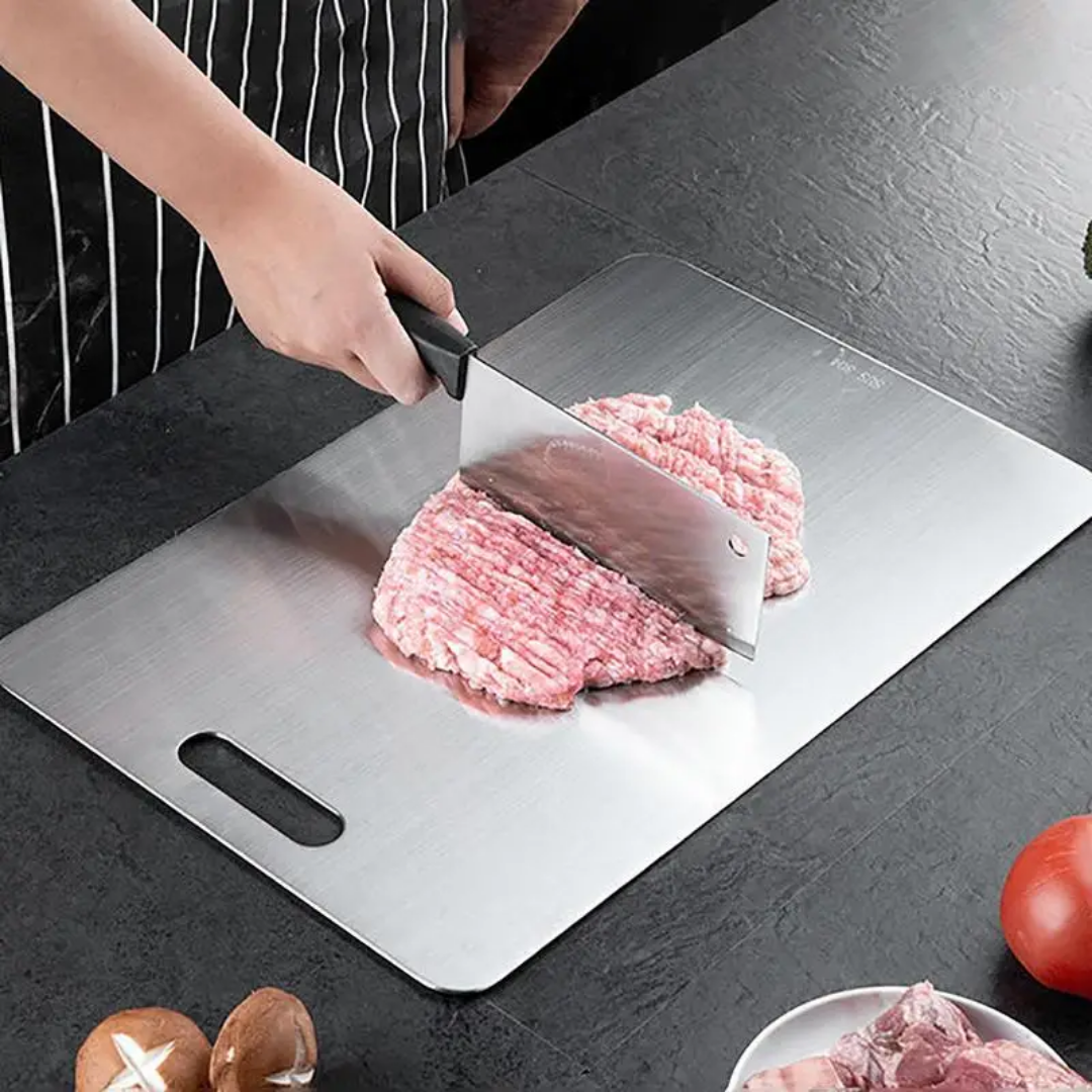 Cutting Board with Dishwasher Safe Stainless Steel Surface