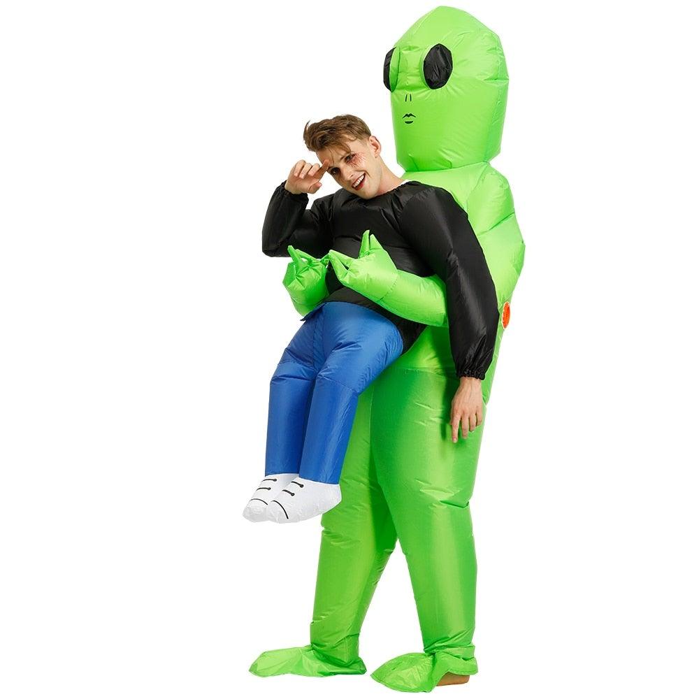 Inflatable costume with water repellent fabric and flexible sizing