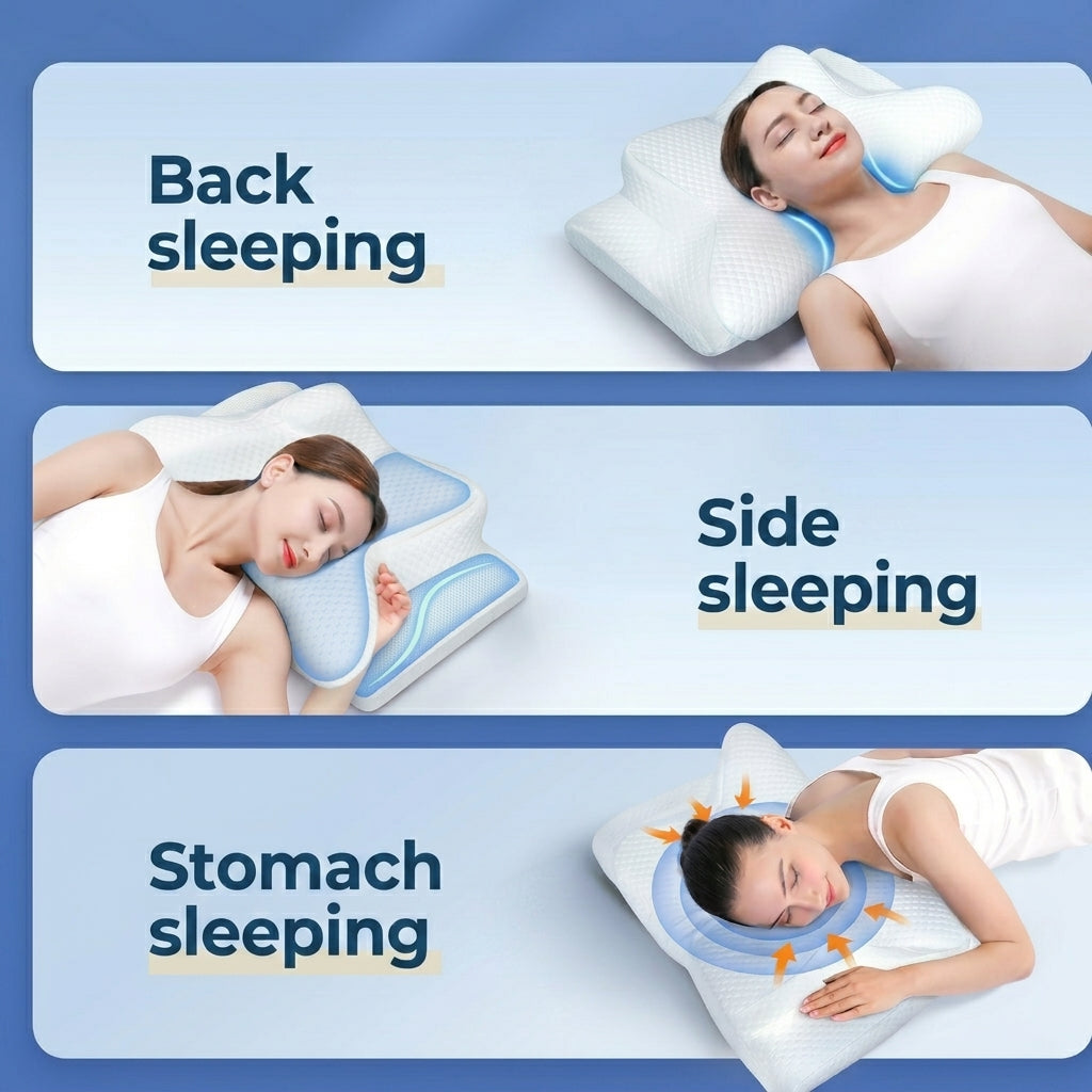 Ergonomic Pillow Memory Foam Neck Support Dual Height
