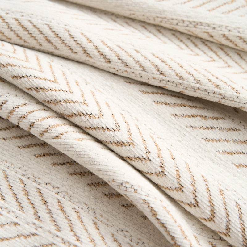 Sofa Cover With Herringbone Pattern and Fringe