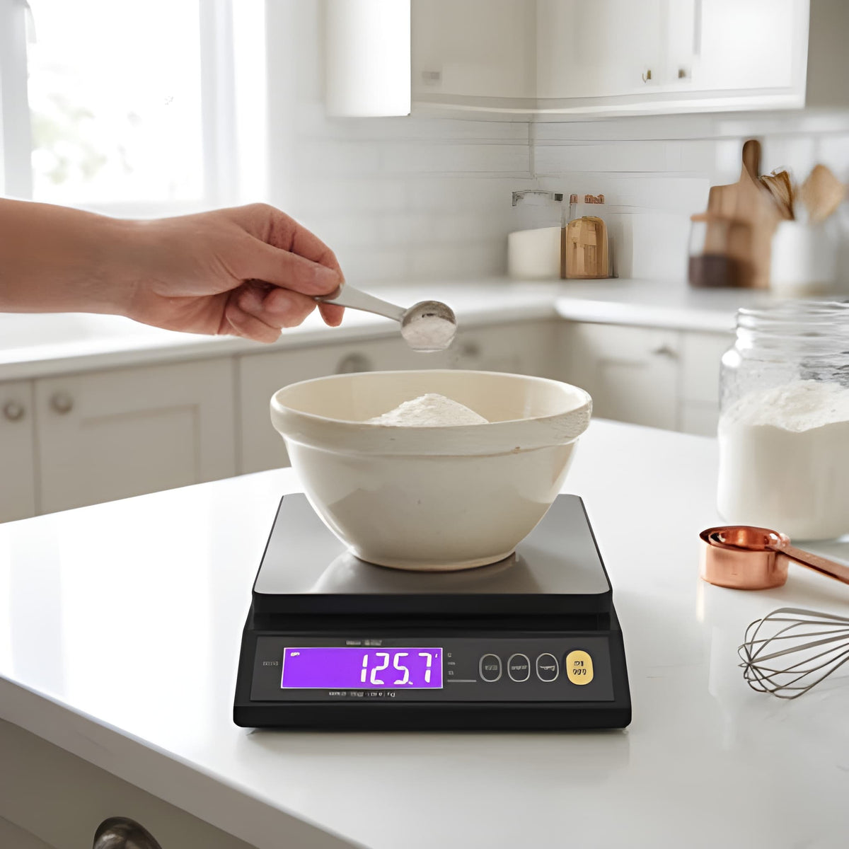 Digital kitchen scale with stainless steel platform