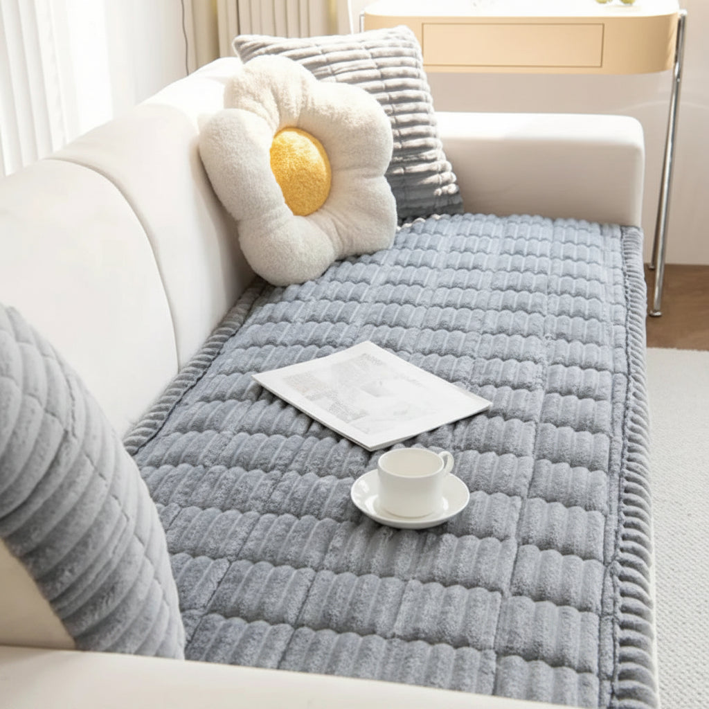 Sofa Seat Cover Quilted Non Slip Winter Style - cloud texture