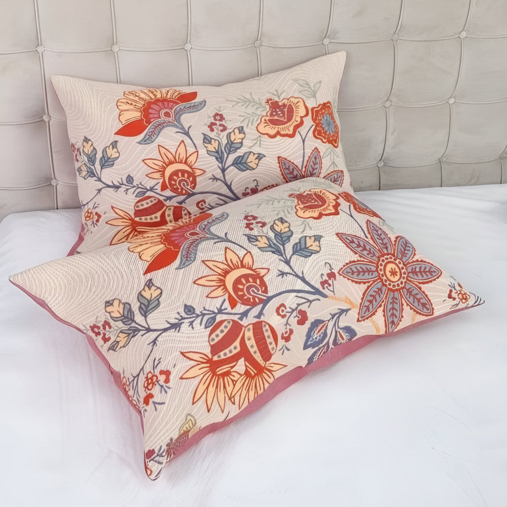 Pillow Cover with Floral Jacquard Double Sided Design