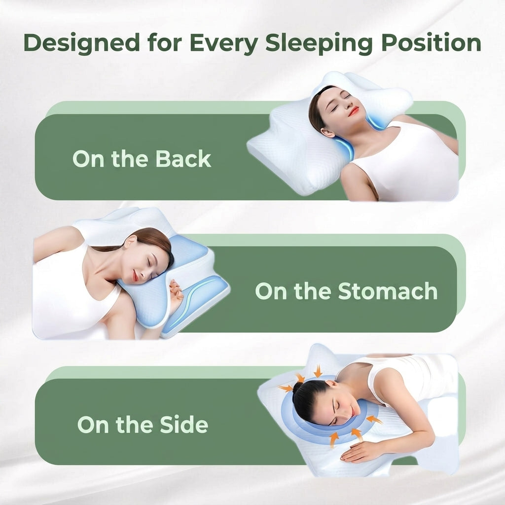 Ergonomic Pillow Memory Foam Contoured Design for Sleep