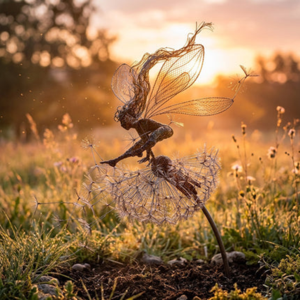 Garden Sculpture Dancing Fairy Metal Outdoor Decor - lark
