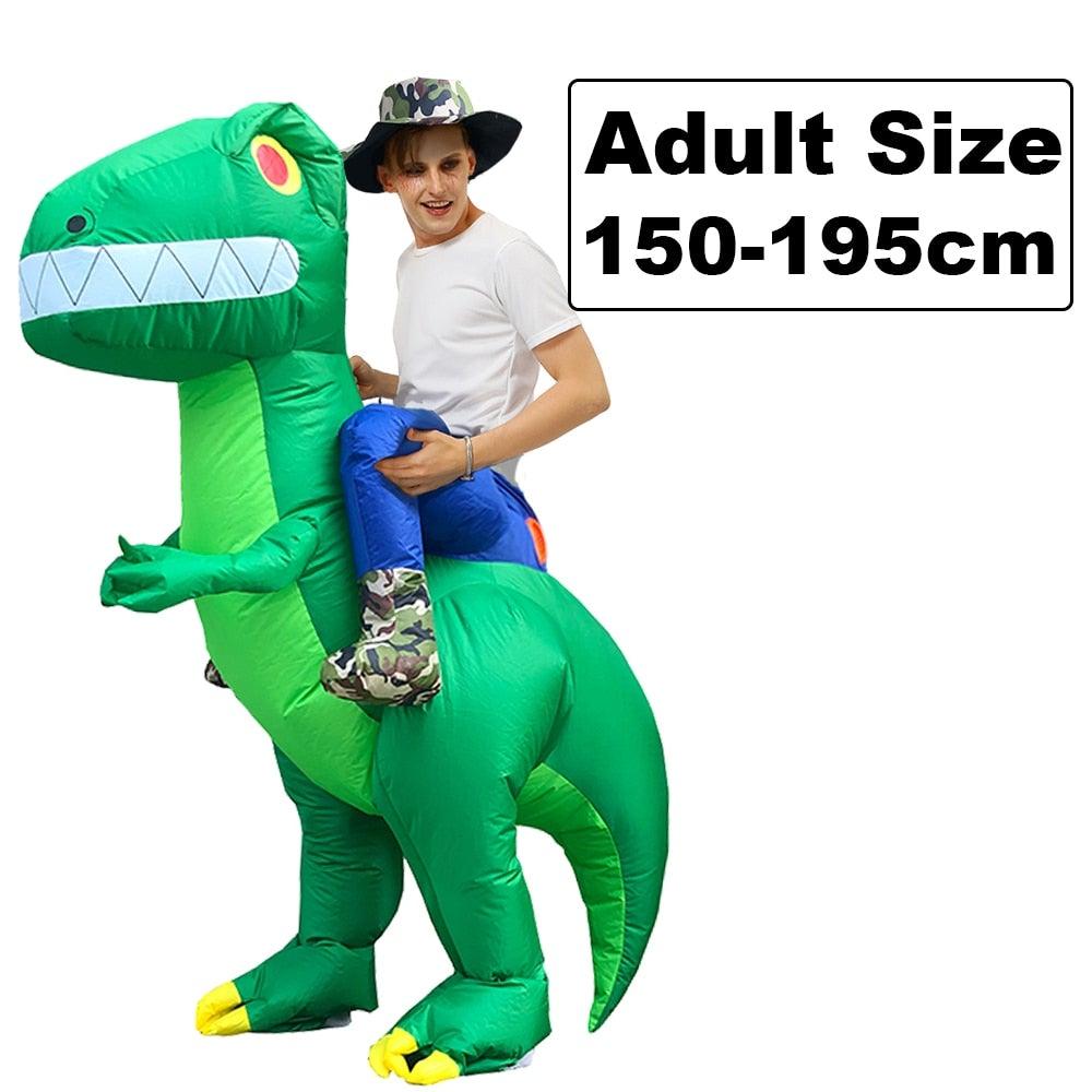 Inflatable costume with water repellent fabric and flexible sizing