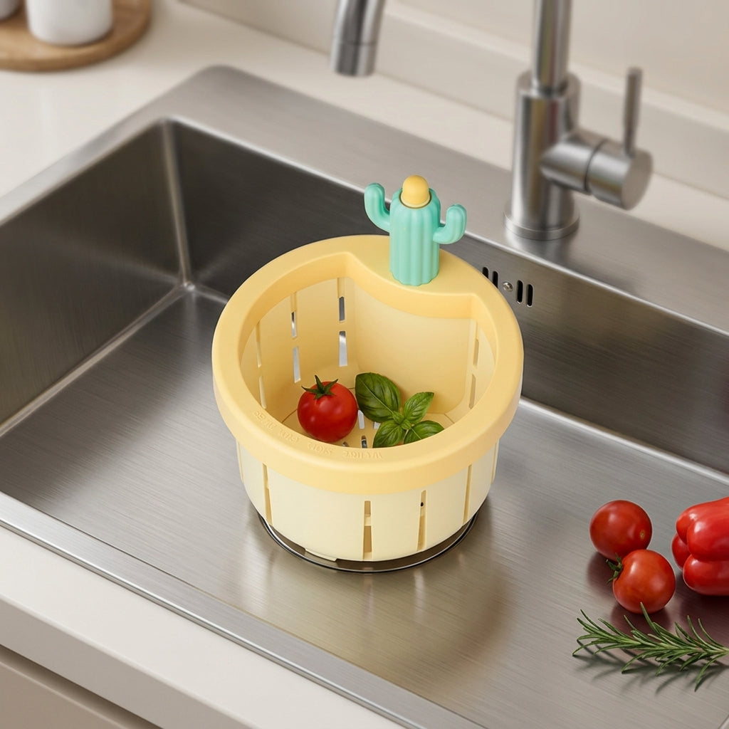 Sink Strainer Cactus Kitchen Drain Waste Filter - yellow