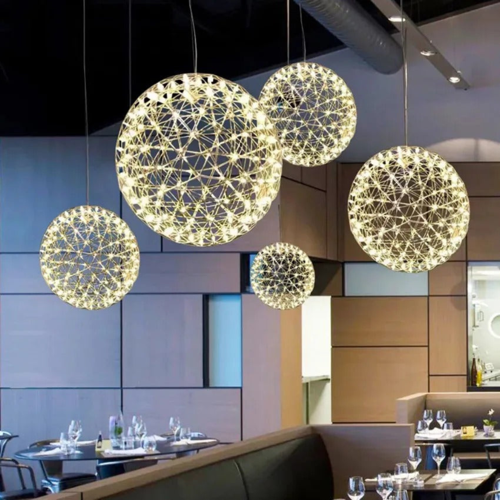 Chandelier light with orb pendants