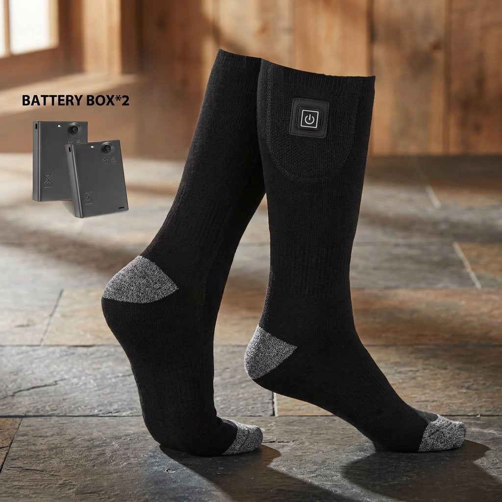 Heated socks with rechargeable battery and fast warming - black heated socks