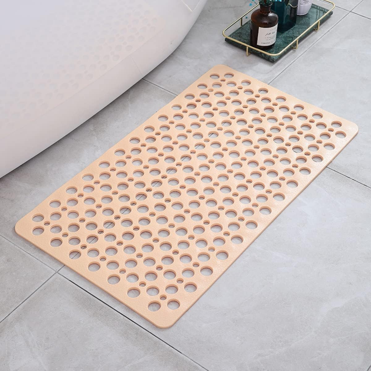 Bath Mat with Non Slip Drainage Holes - beige