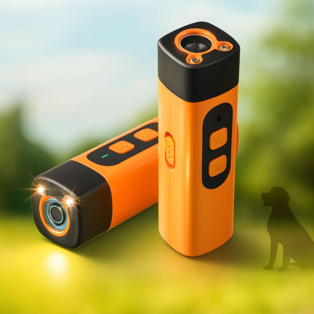 Anti-bark dog trainer device with ultrasonic training range