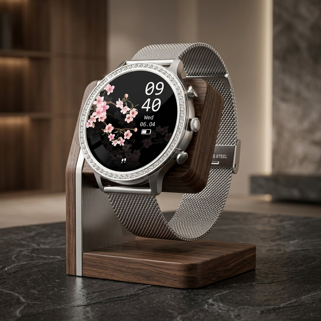 Smartwatch with SOS Calling and Bluetooth Health Monitoring - diamond - silver