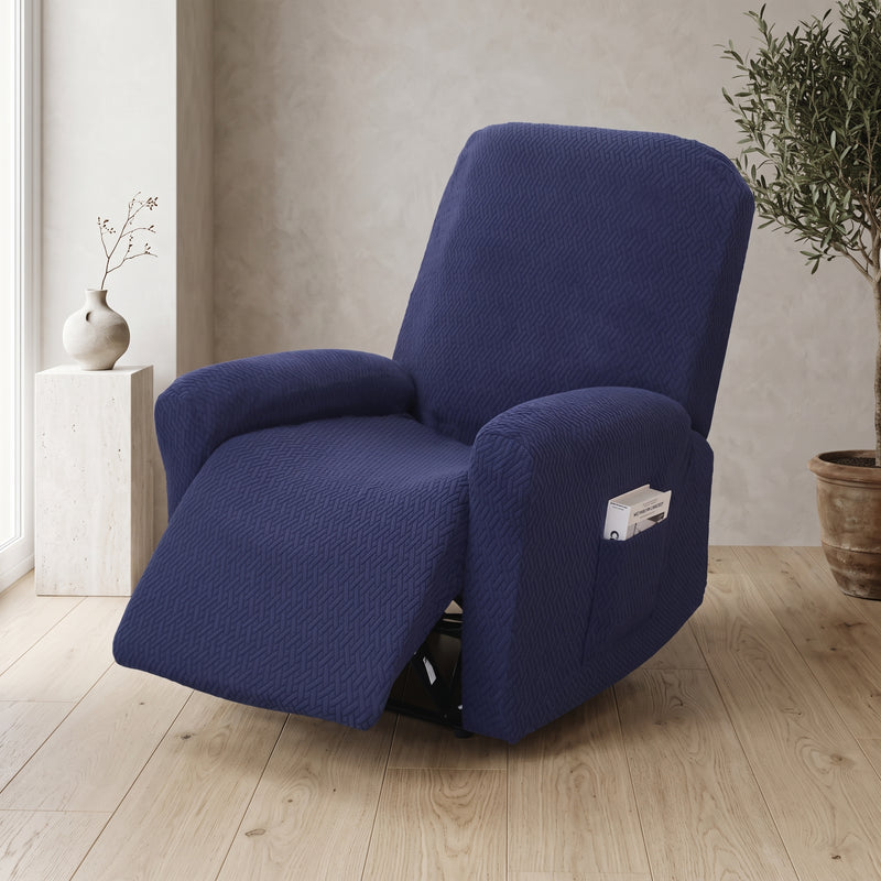 Stretch Armchair Cover With Side Pocket - midnight fabric