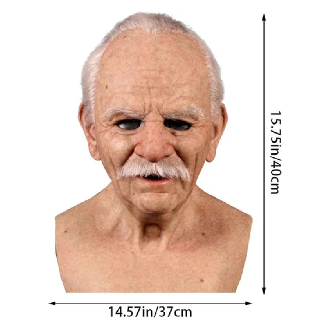 Silicone old person Halloween mask covering full head