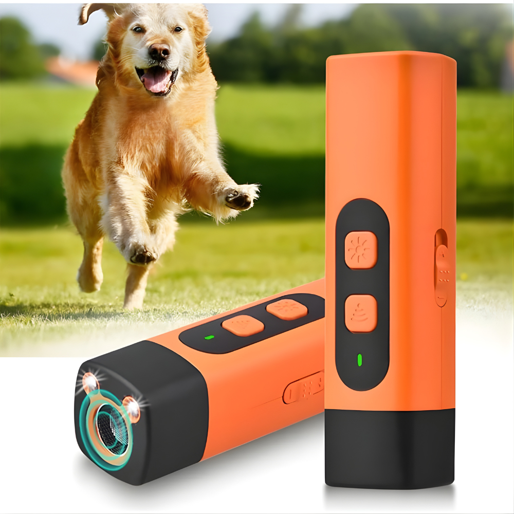 Anti-bark dog trainer device with ultrasonic training range