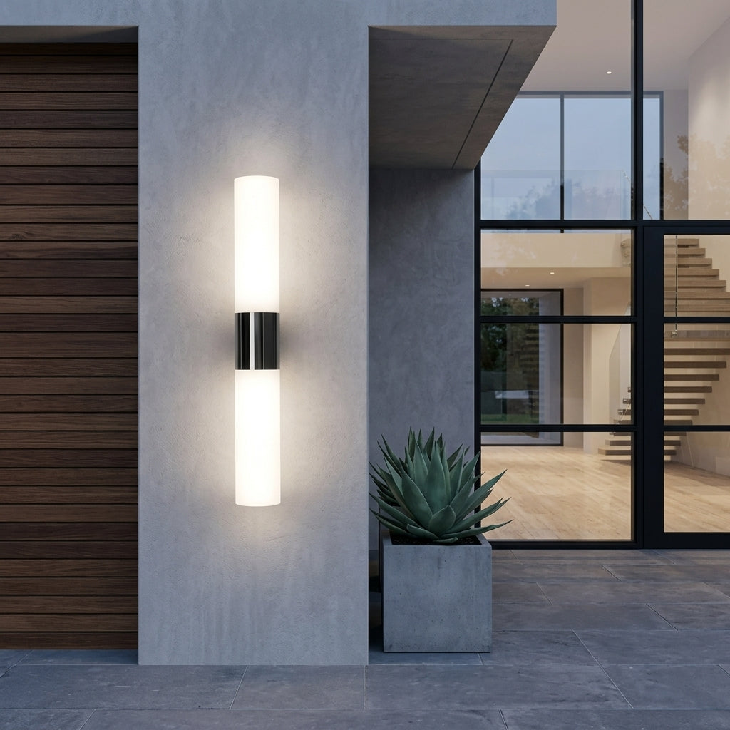 Modern acrylic cylinder wall light with up down lighting - black