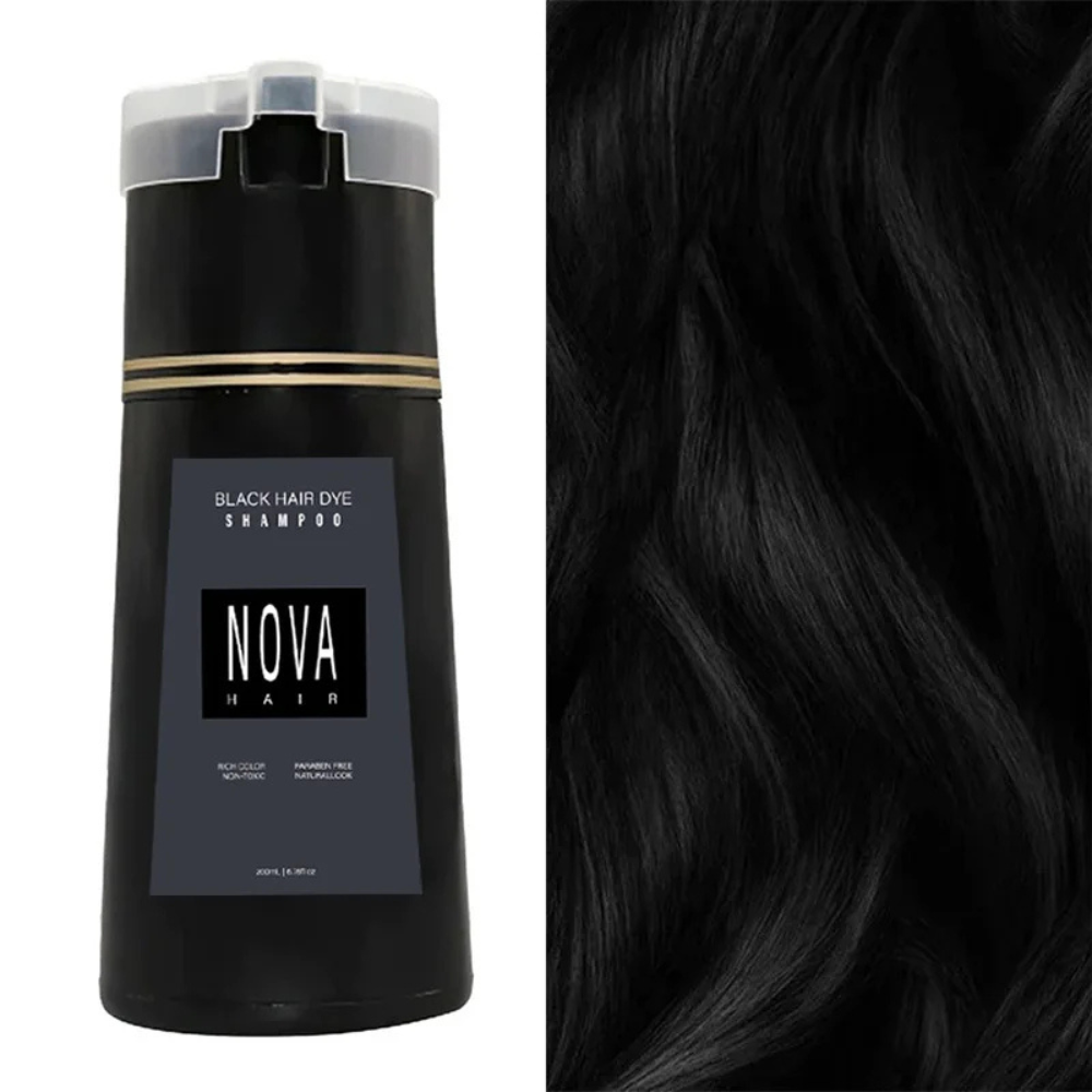 Dye shampoo for quick hair refresh and root coverage - black (200ml)