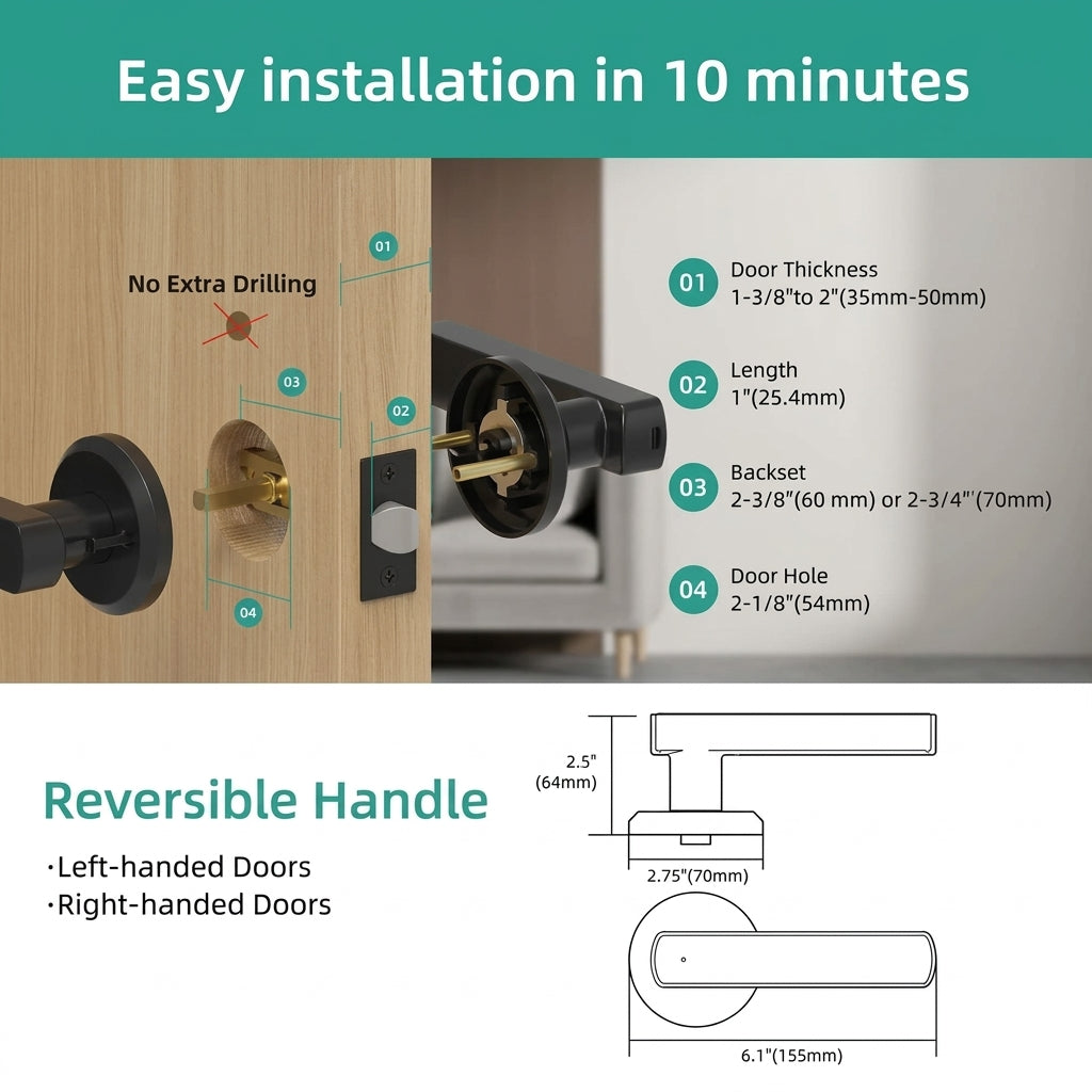 Smart door lock with fingerprint access and digital keypad
