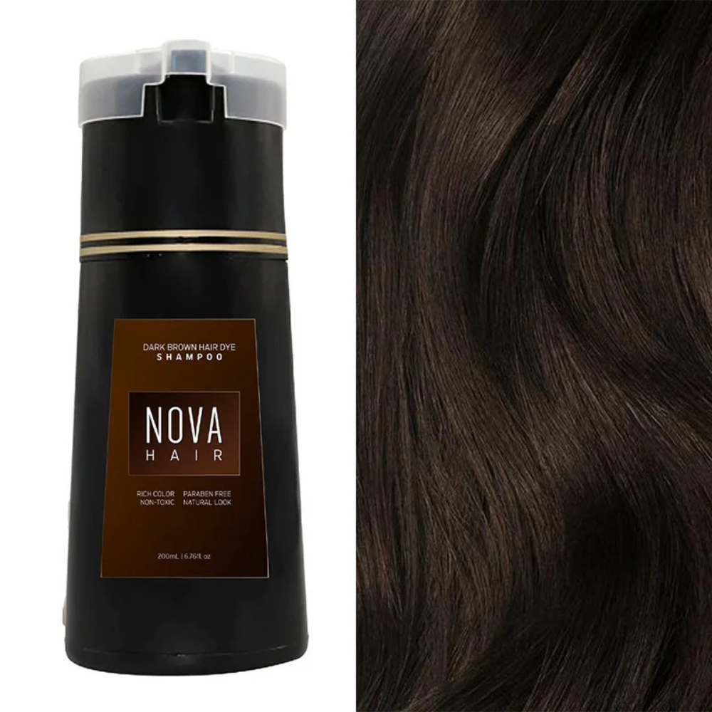 Dye shampoo for quick hair refresh and root coverage - dark brown (200ml)