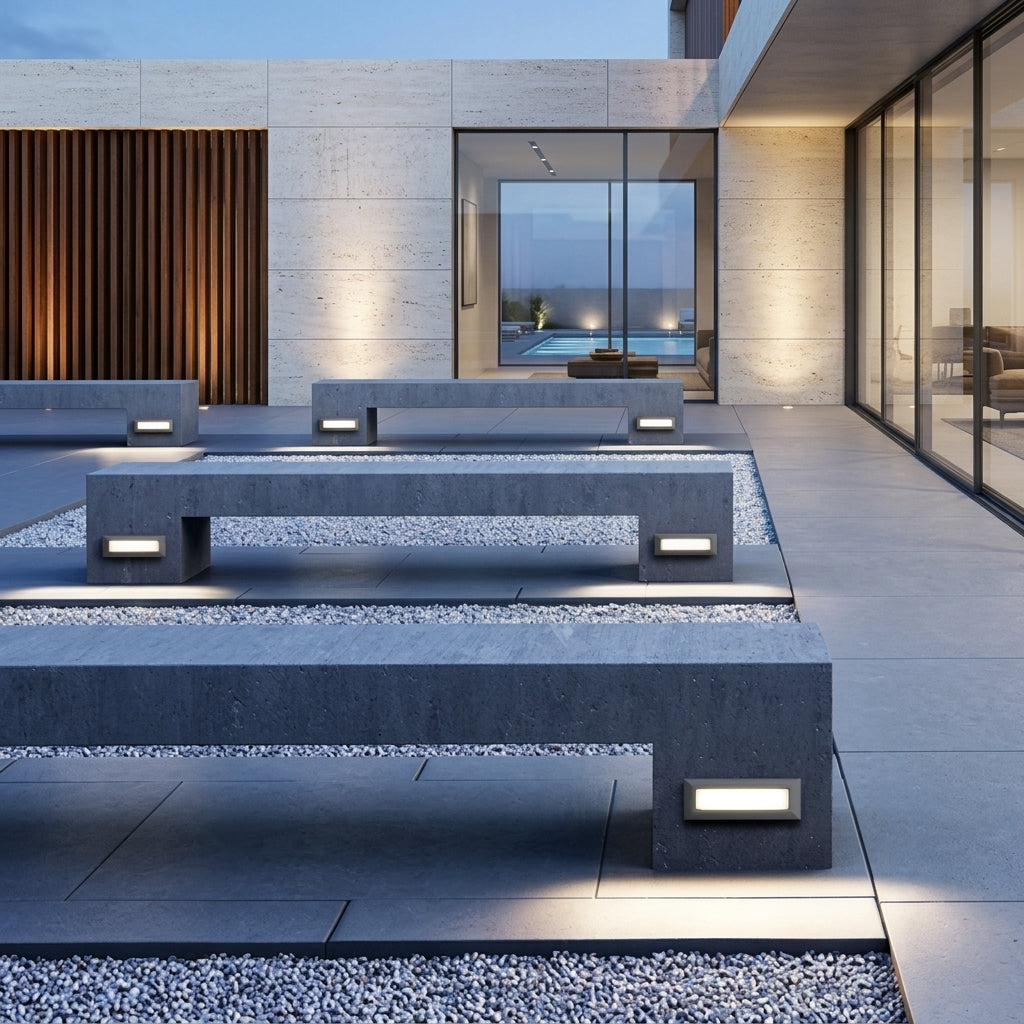 Recessed LED Outdoor Step Wall Light - gray