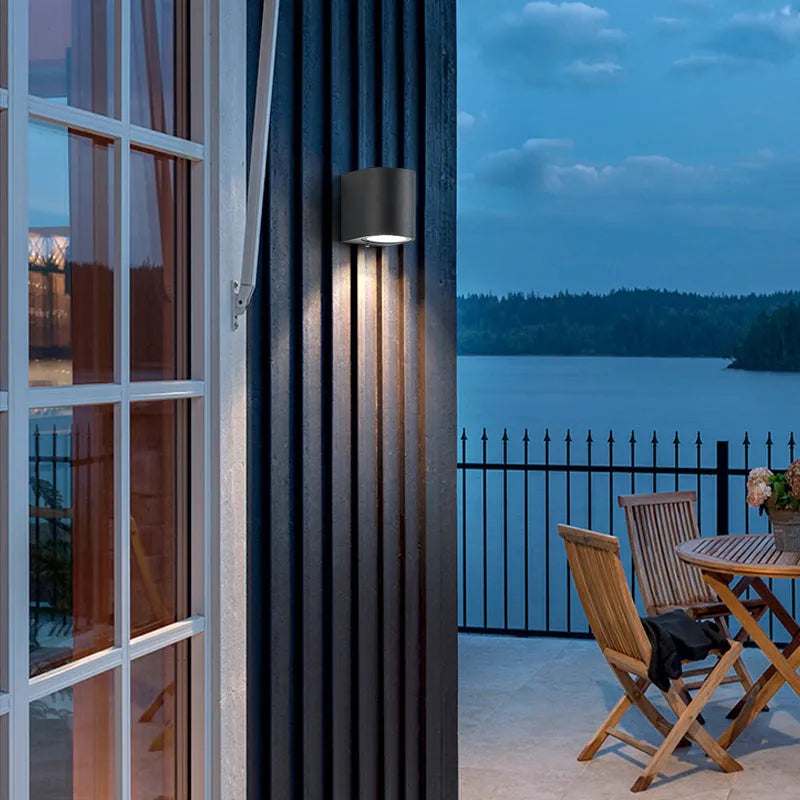 Outdoor wall light fixture with up down lighting