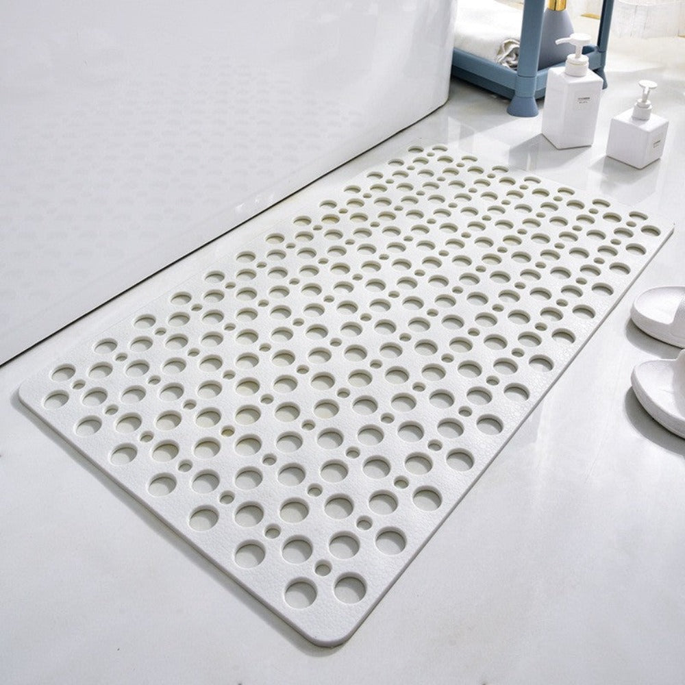 Bath Mat with Non Slip Drainage Holes - white