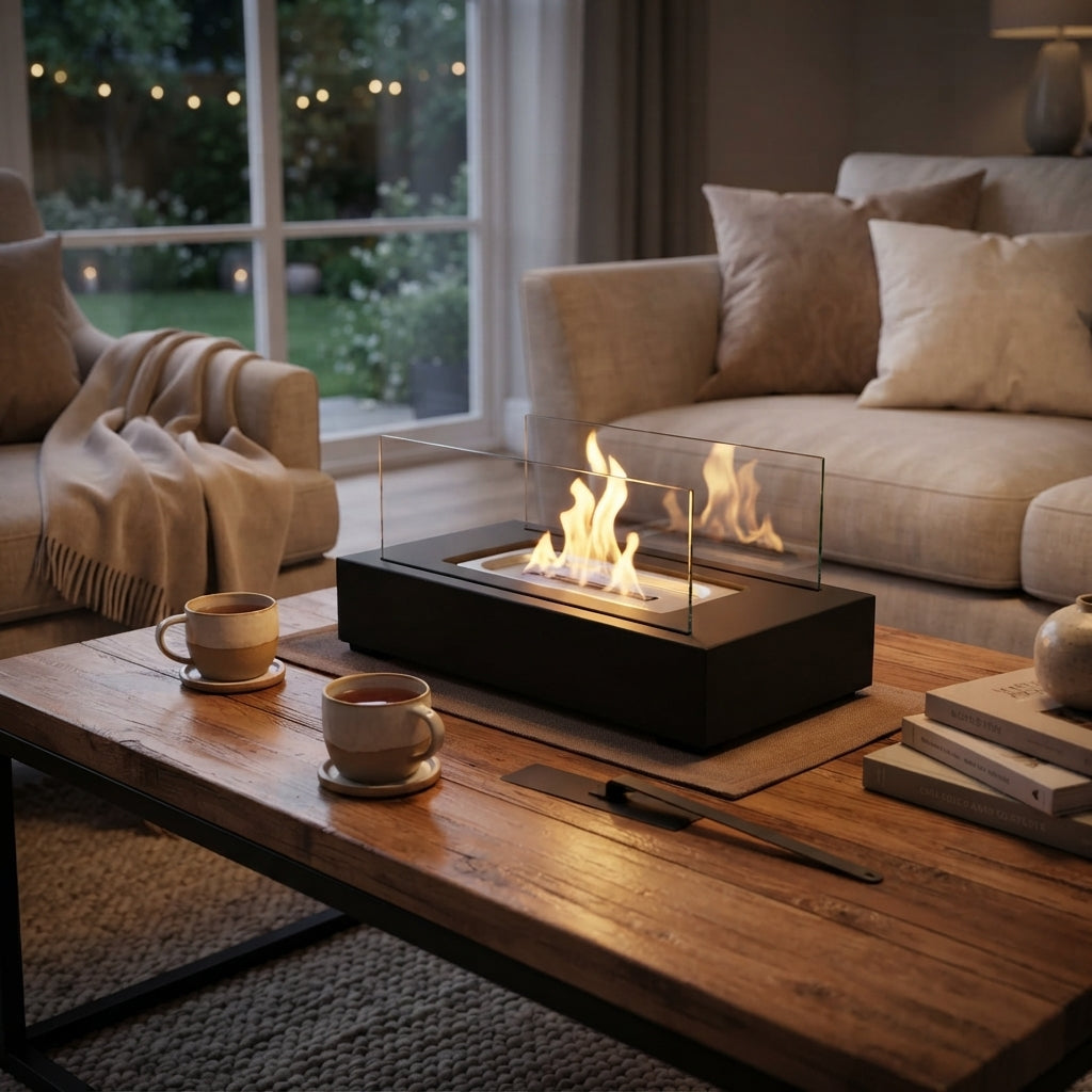 Tabletop Fire Pit With Smokeless Flames And Safety Glass
