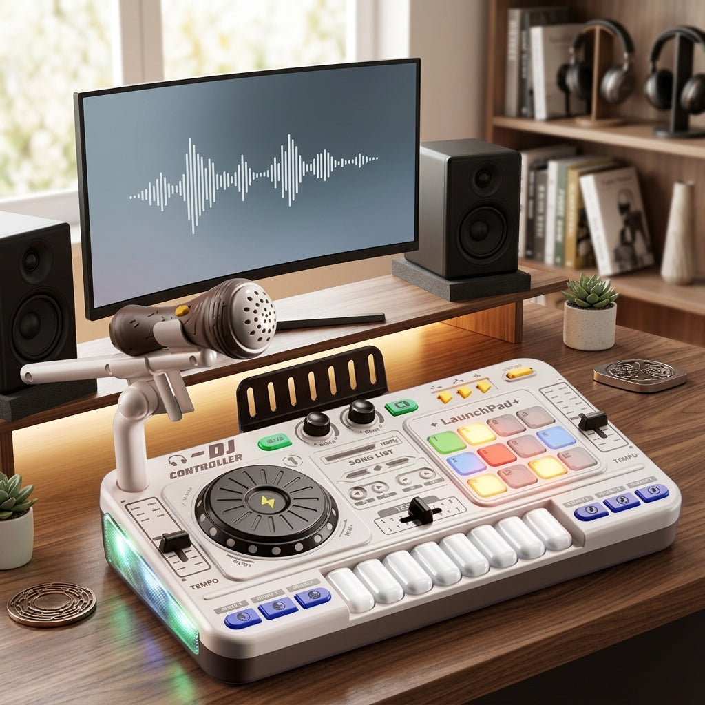 DJ Mixer Toy for Kids with Microphone and Music Controls