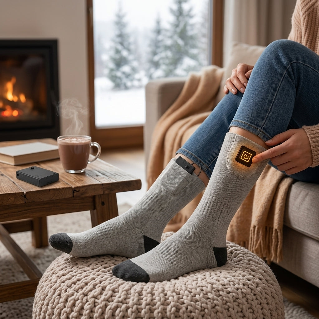 Heated socks with rechargeable battery and fast warming
