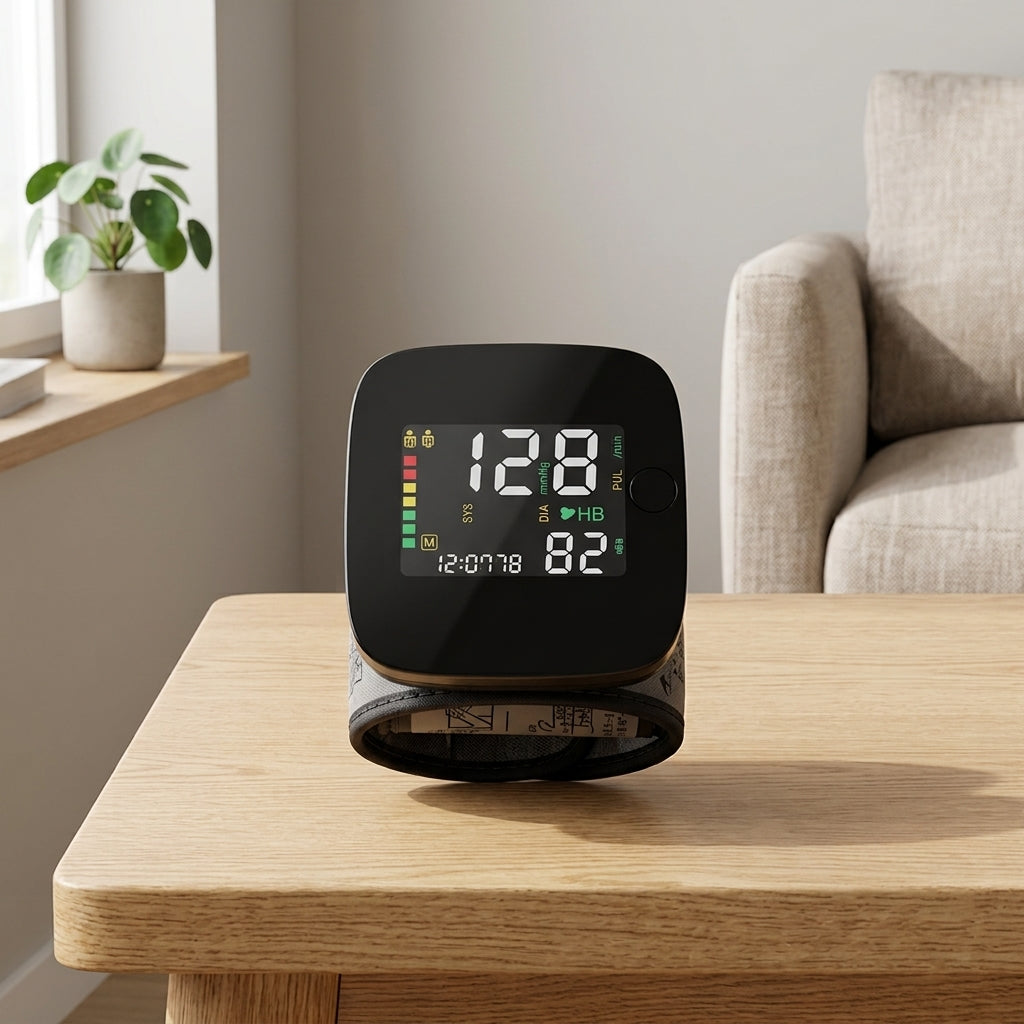 Wrist Blood Pressure Monitor with Voice Prompts and Display