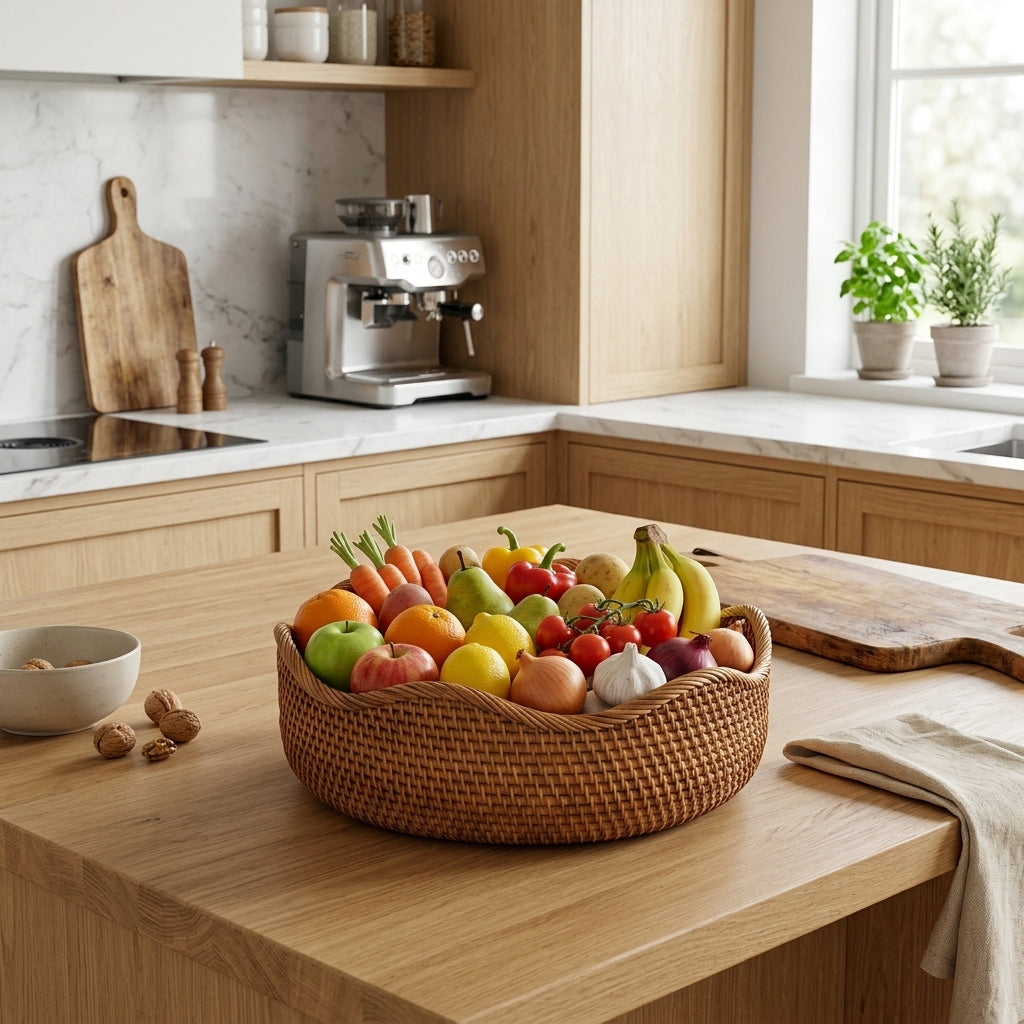 Storage Basket Handwoven from Natural Rattan