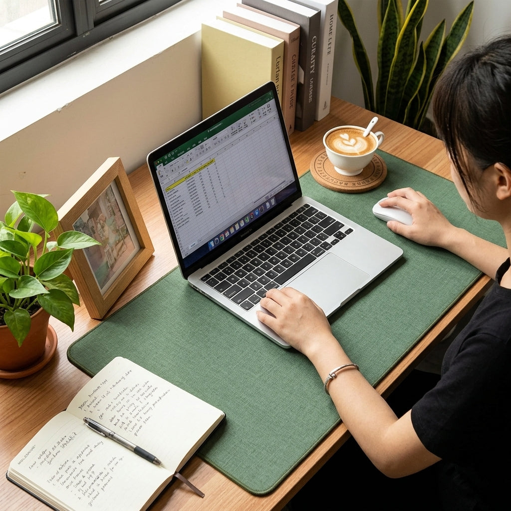 Heated mouse pad with digital display and PU surface