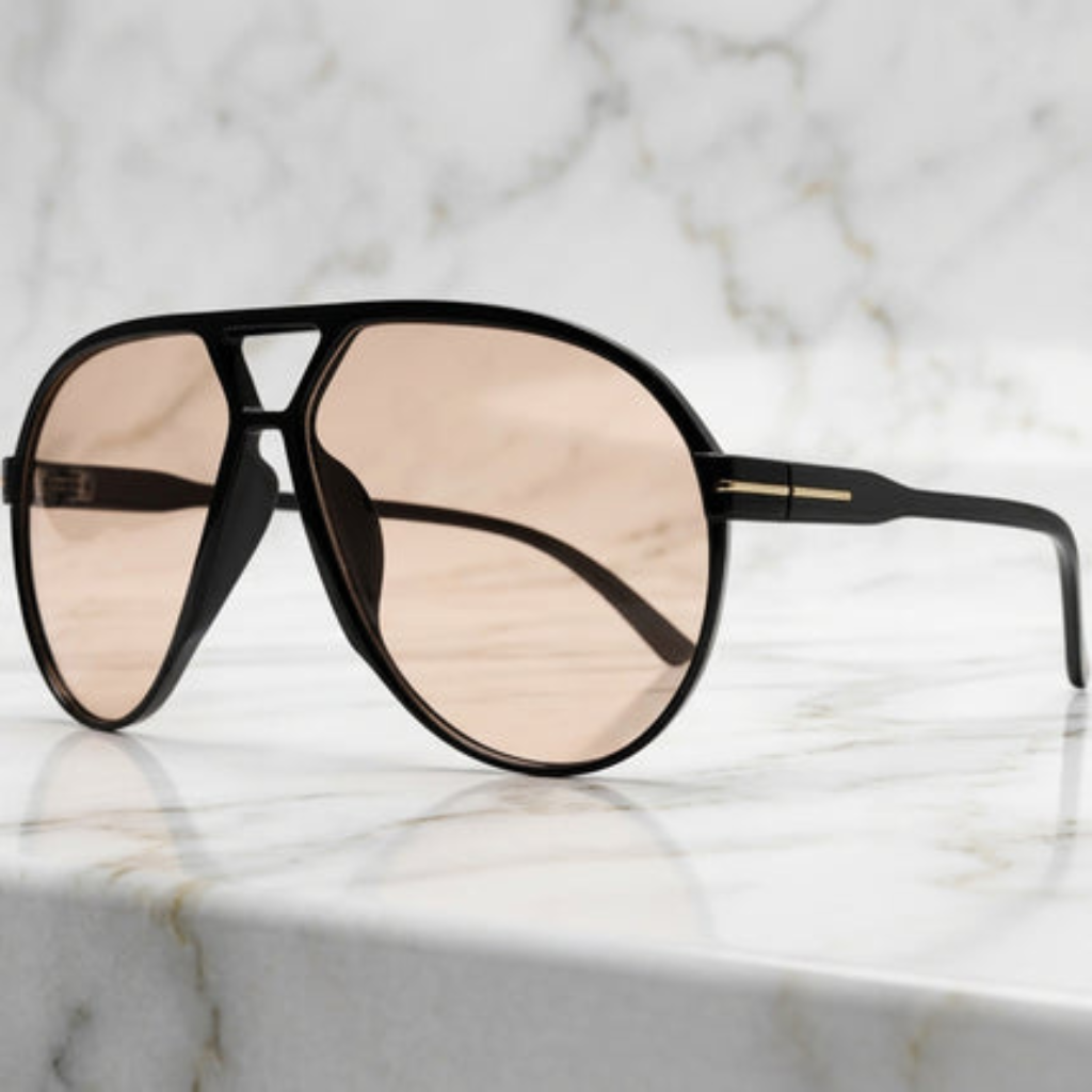 Sunglasses Oversized Square Aviator Unisex Style - black peach