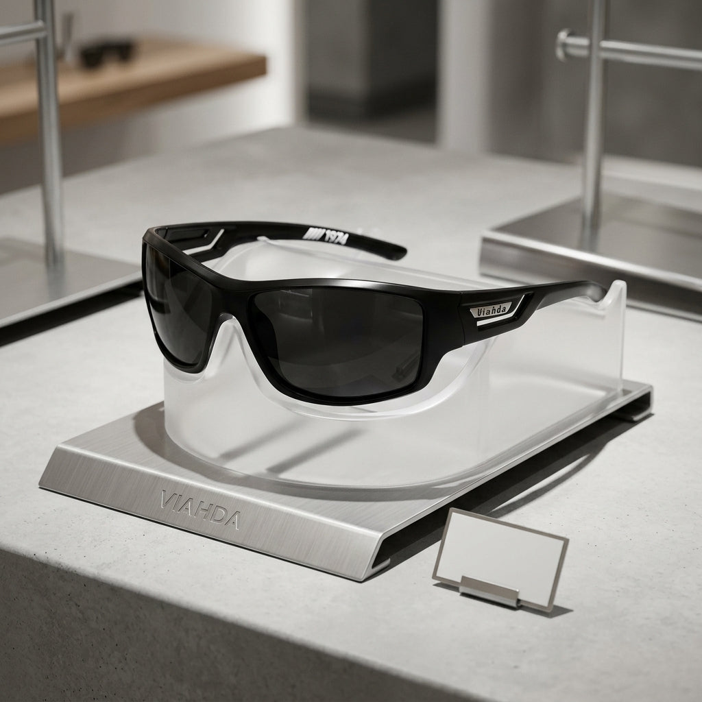 Military sunglasses with polarised lenses and glare reduction - black