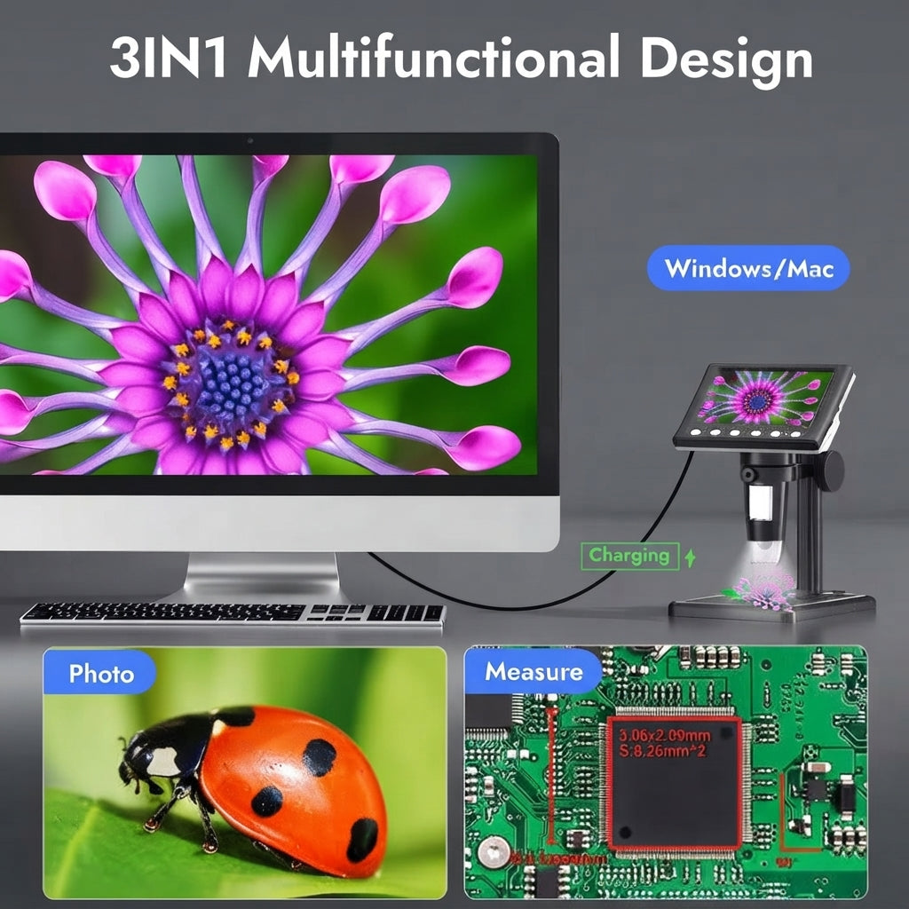 Digital Microscope With LCD Screen And LED Lights