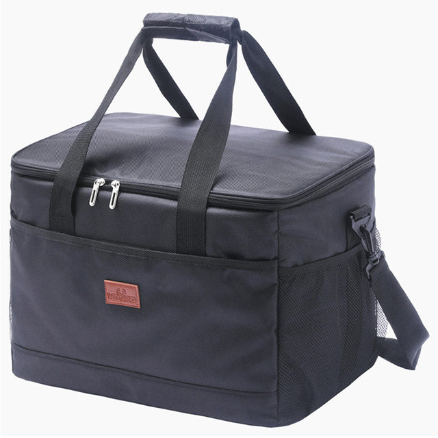 Insulated cooler bag with food safe lining and large capacity - black
