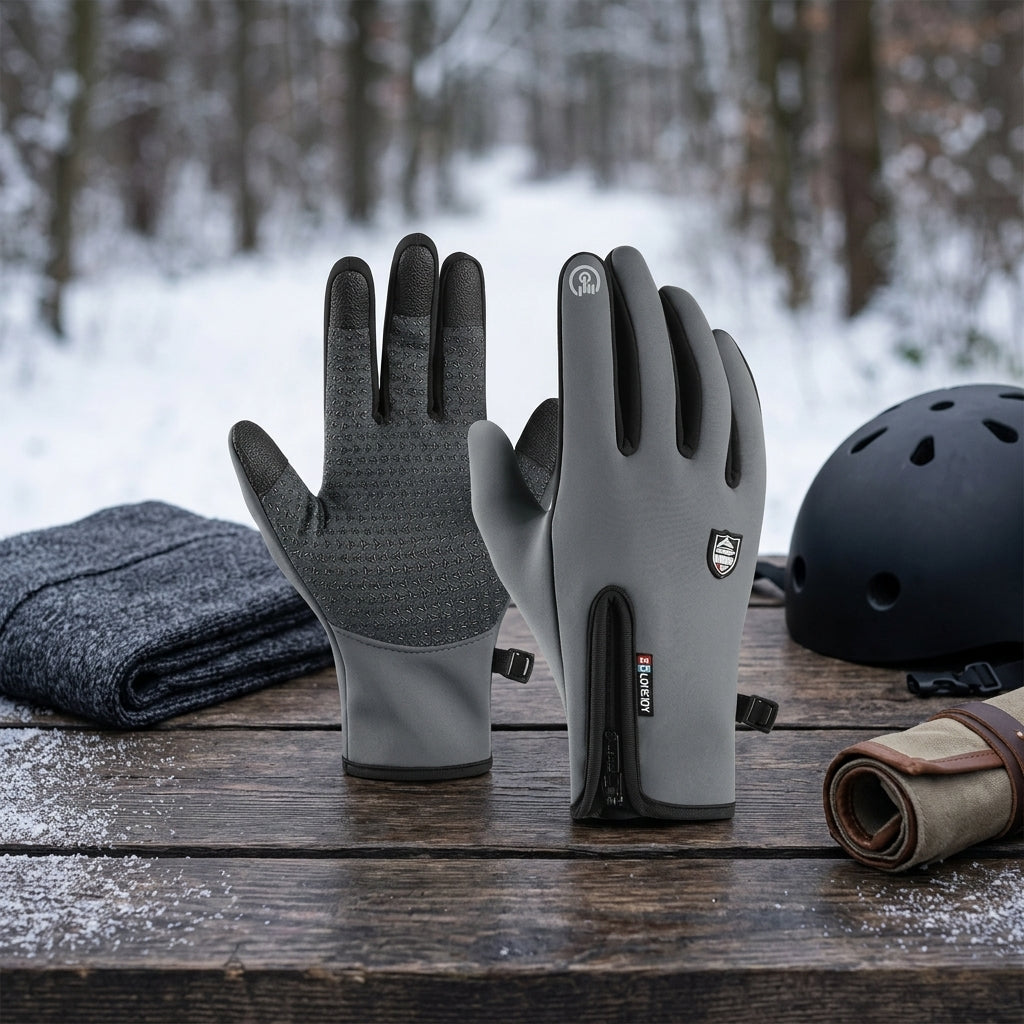 Thermal gloves with touchscreen fingertips and windproof fabric - gray s