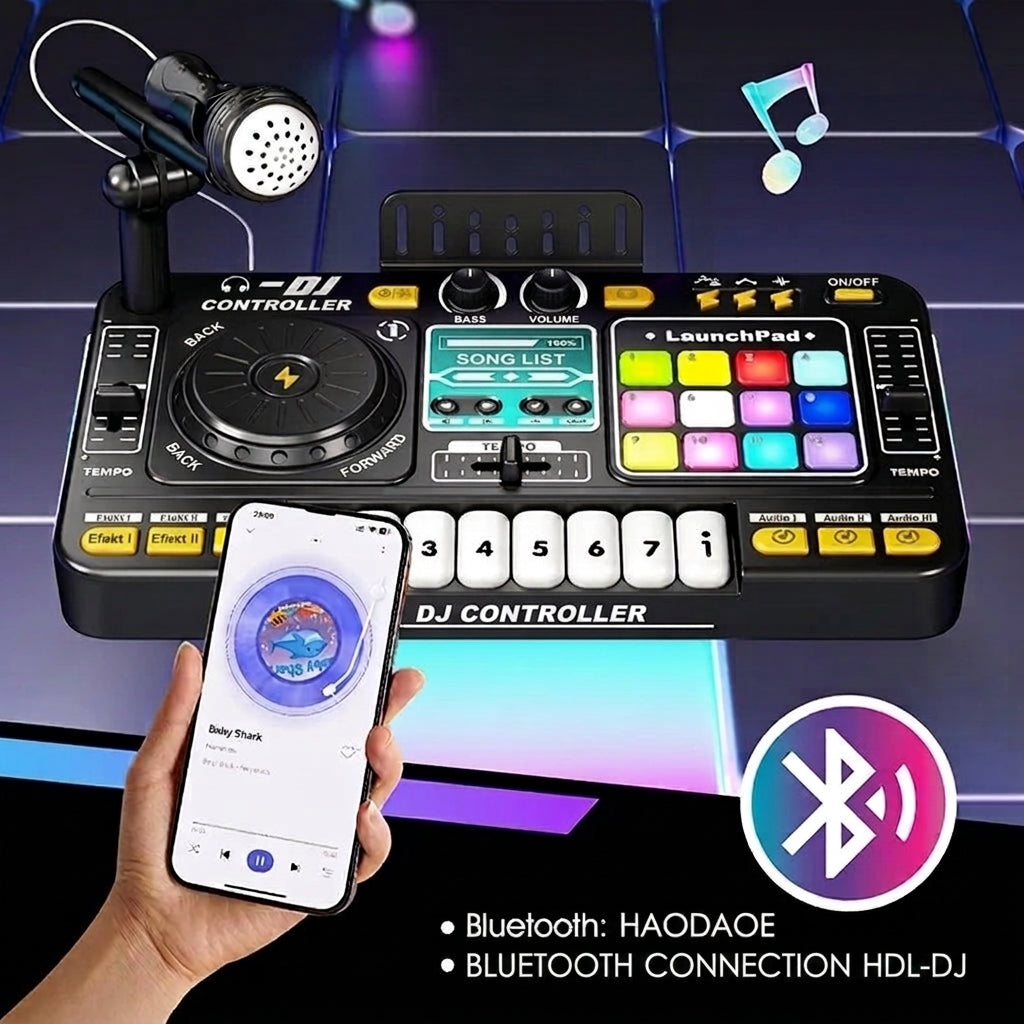 DJ Mixer Toy for Kids with Microphone and Music Controls
