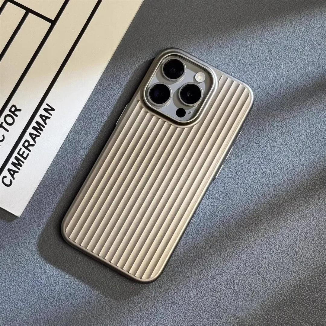 iPhone case with shockproof protection and rugged shield design - titanium