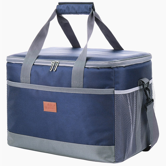 Insulated cooler bag with food safe lining and large capacity - blue