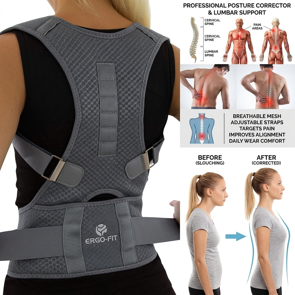 Back support brace with magnetic therapy and adjustable fit