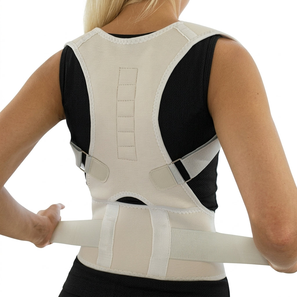 Back support brace with magnetic therapy and adjustable fit