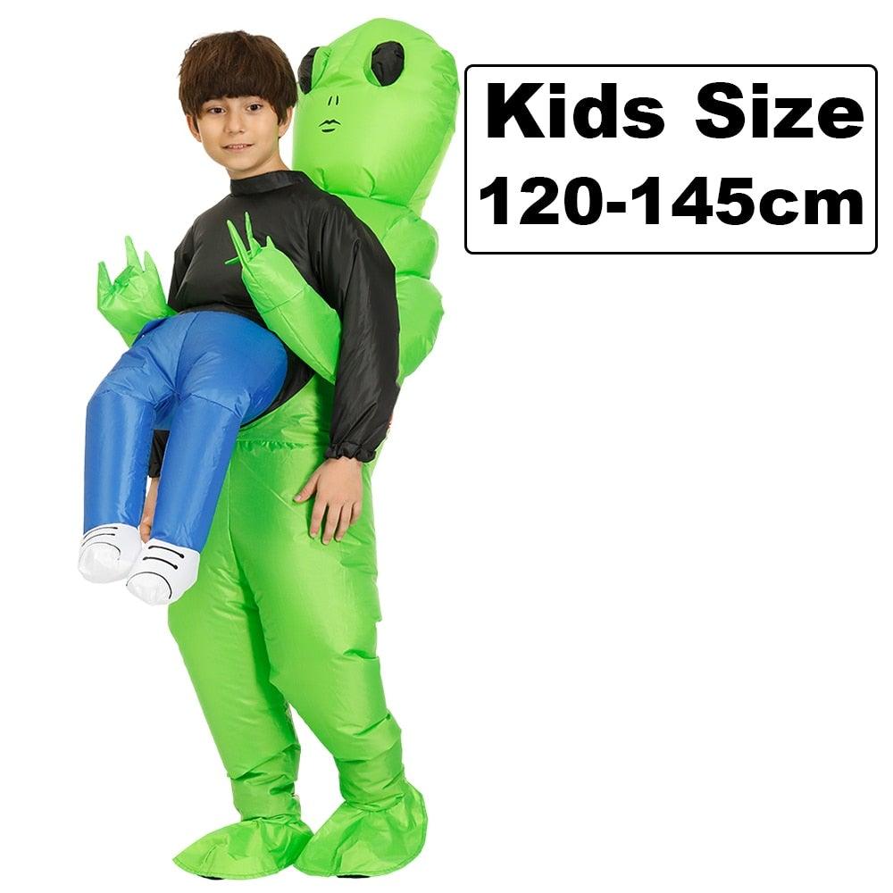 Inflatable costume with water repellent fabric and flexible sizing