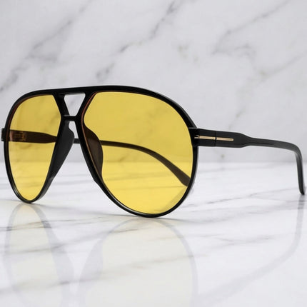 Sunglasses Oversized Square Aviator Unisex Style - black and yellow