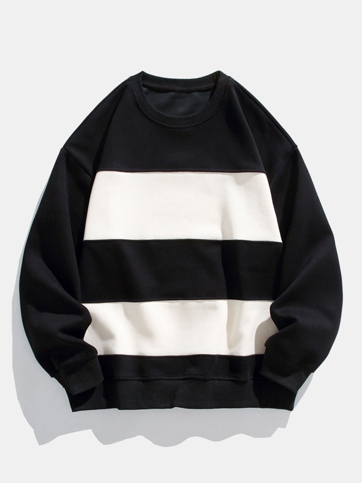 Men's Colour Block Crew Neck Sweatshirt – Relaxed Fit - Black