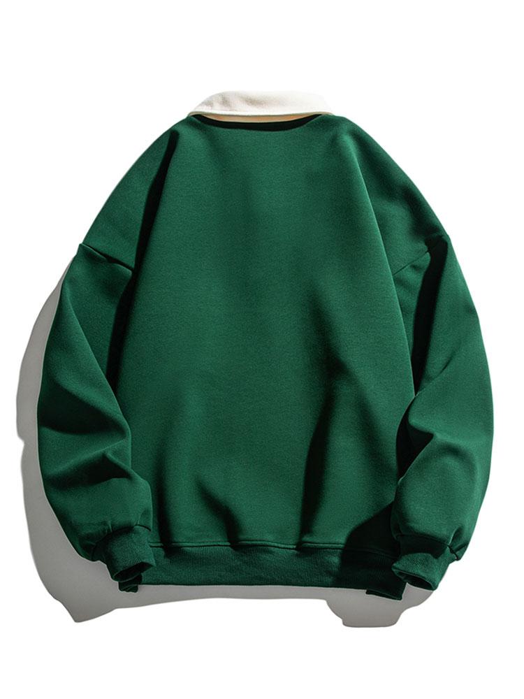 Men's Contrast Polo Collar Sweatshirt – Relaxed Fit