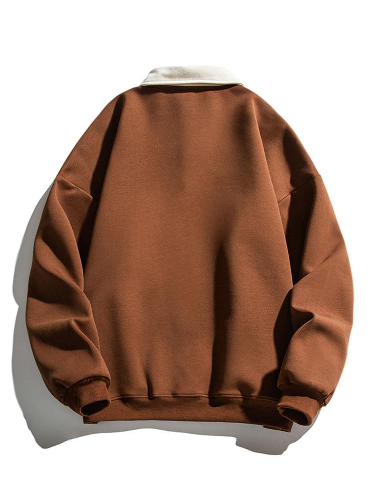 Men's Contrast Polo Collar Sweatshirt – Relaxed Fit
