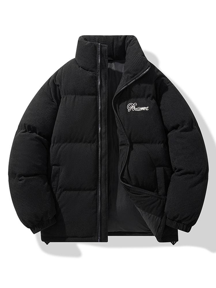 Men's Corduroy Puffer Jacket in black, Padded Winter Coat