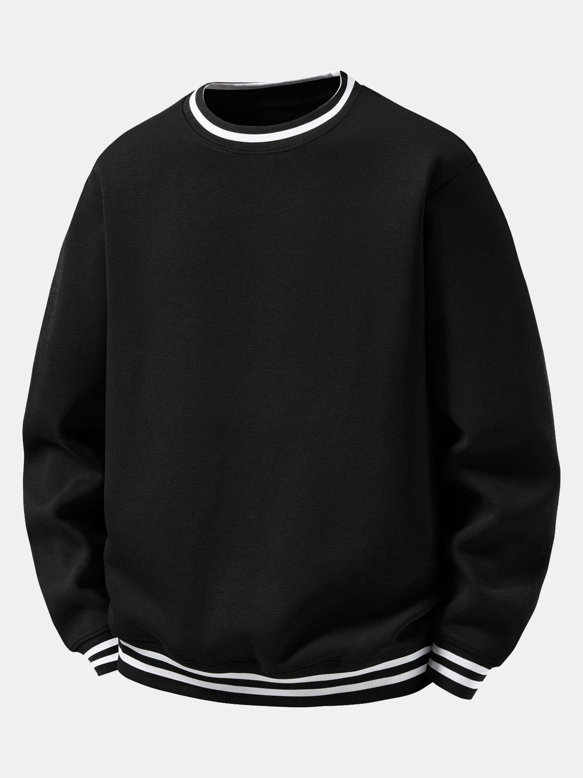 Men's Cotton Blend Crew Neck Sweatshirt in black, Relaxed Fit